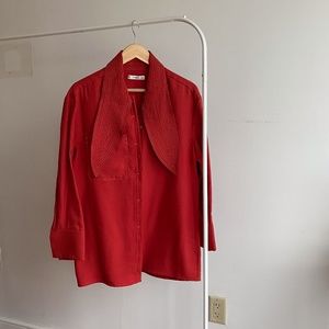 New Mango Contrast Seam Bow Blouse SZ Small